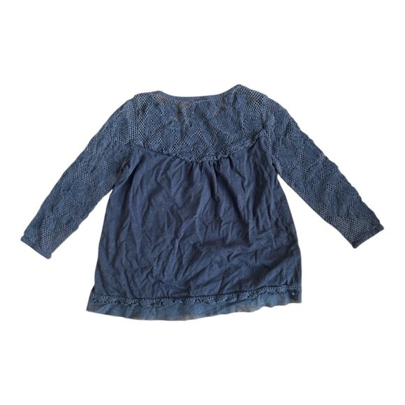 MEADOW RUE | Anthropologie Lace Applique Top Gray Medium - Picture 2 of 6